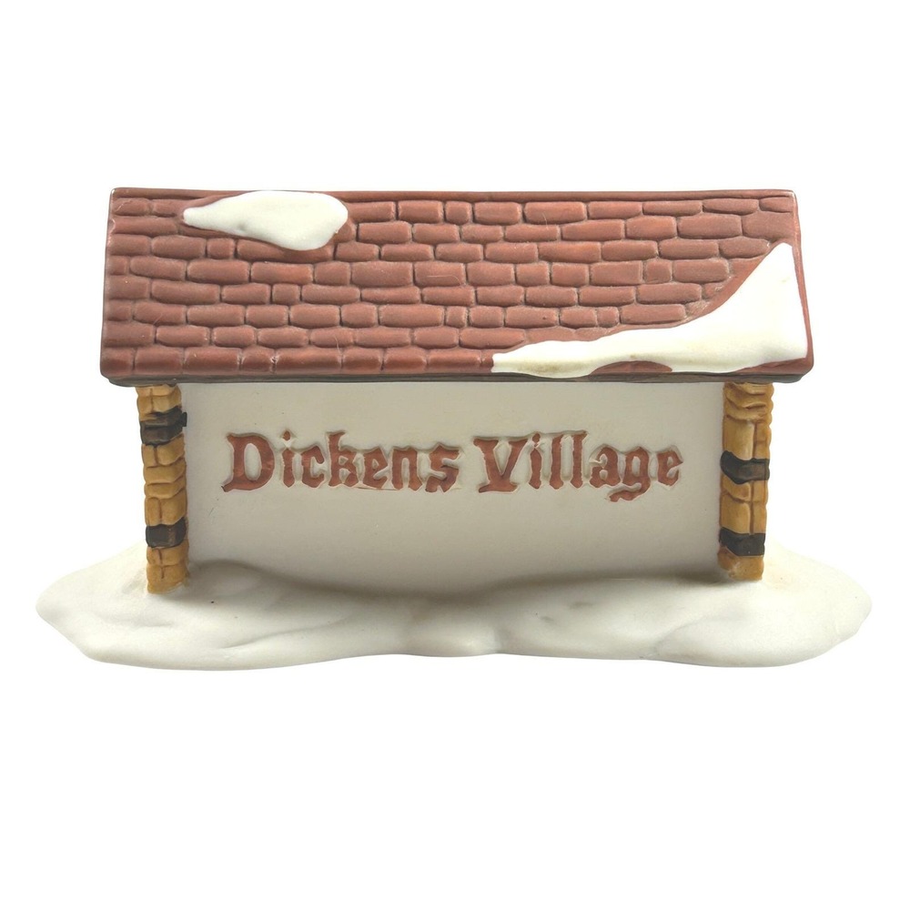 Department 56 Dickens Village Ceramic‎ Sign Snow Covered Handcrafted Vintage 90s